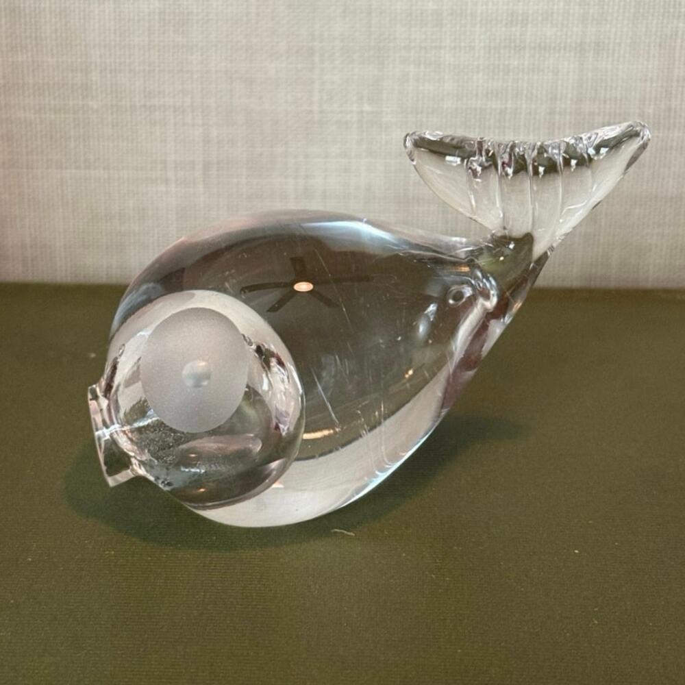 Vintage Hadeland Norway Glass Fish Figurine Paperweight • Benny Motzfeldt • MCM